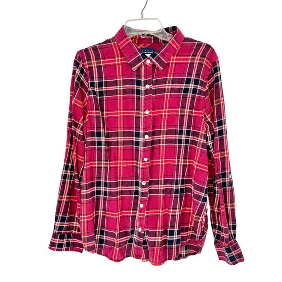 Basic Editions Set of 2 Flannel Shirts Men's XL Red and Blue Button Front LS - Picture 3 of 11